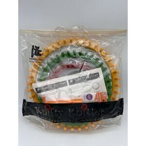 Provo Craft Knifty Knitter 8" 9" 10" 11" Looms Set of 4 Hook Zip Bag Pre-owned